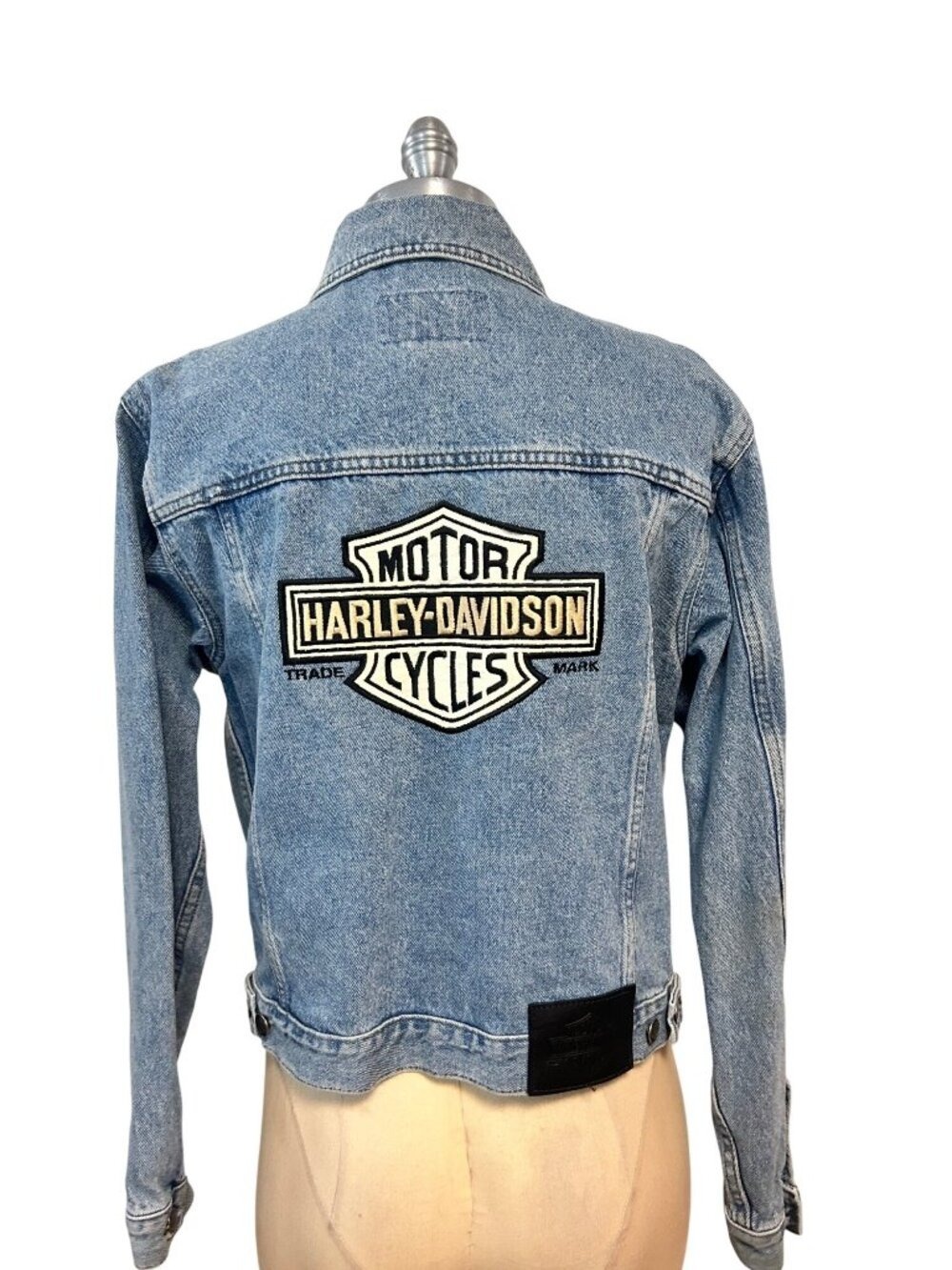 Harley-Davidson Vintage Blue Denim Jacket With Logo Patch & Button Front Medium